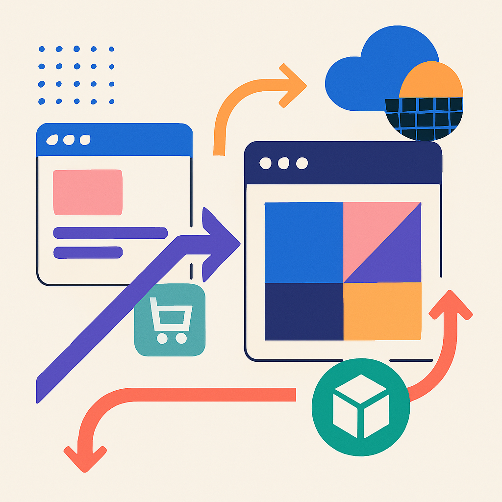 abstract image about modern frontend hosting for headless commerce without words